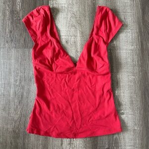 Free People Red Fitted Bustier Top